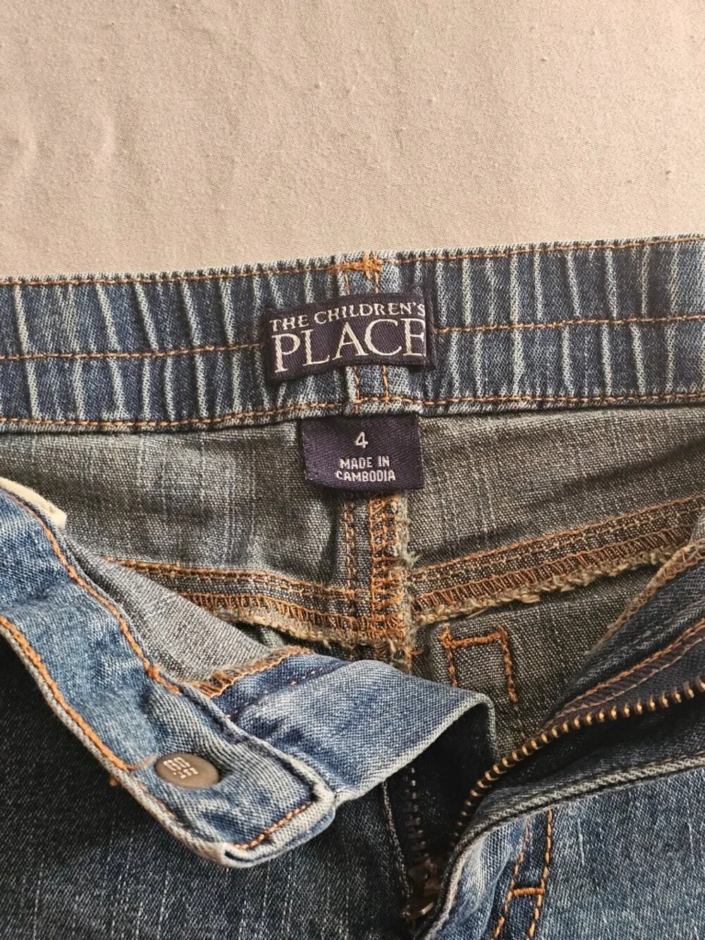 VTG Y2K The Childrens Place Girls 4 Denim Jeans Leopard Cheetah Flare Insert